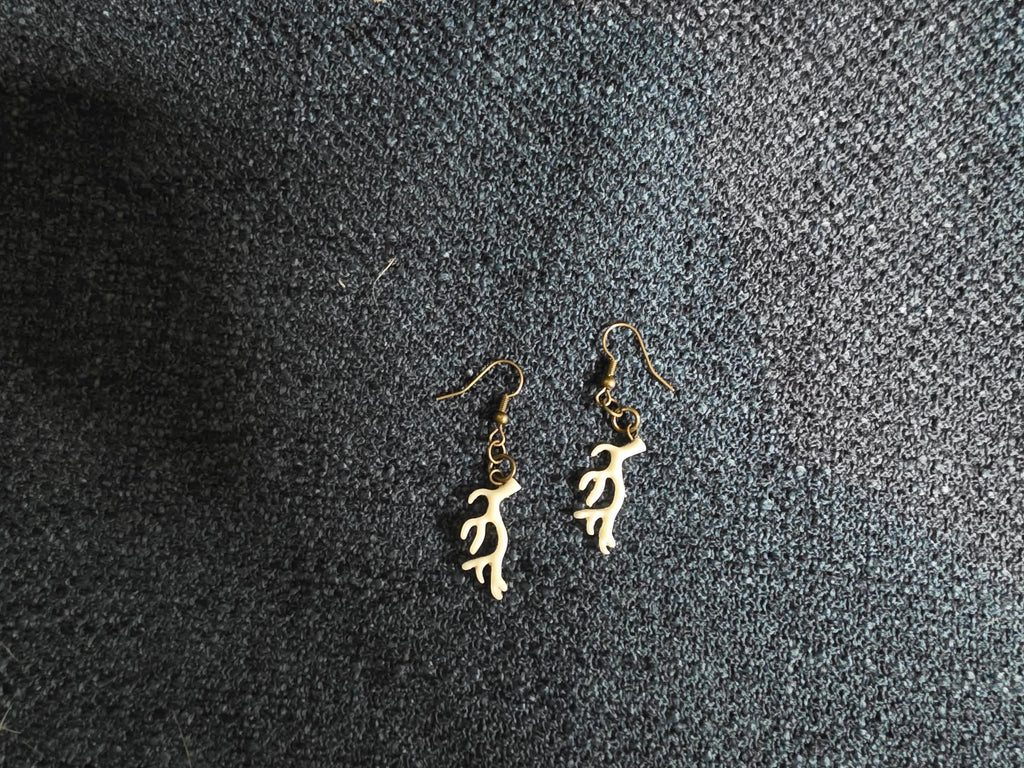 White Antler Dangle Earrings