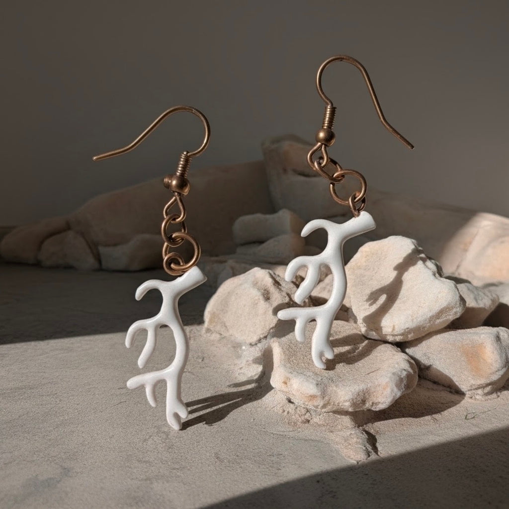 White Antler Dangle Earrings