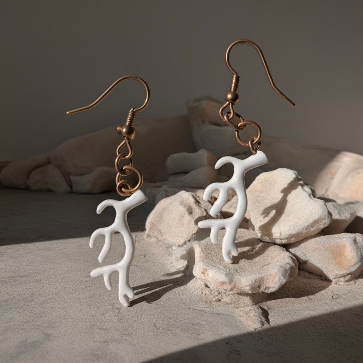 White Antler Dangle Earrings