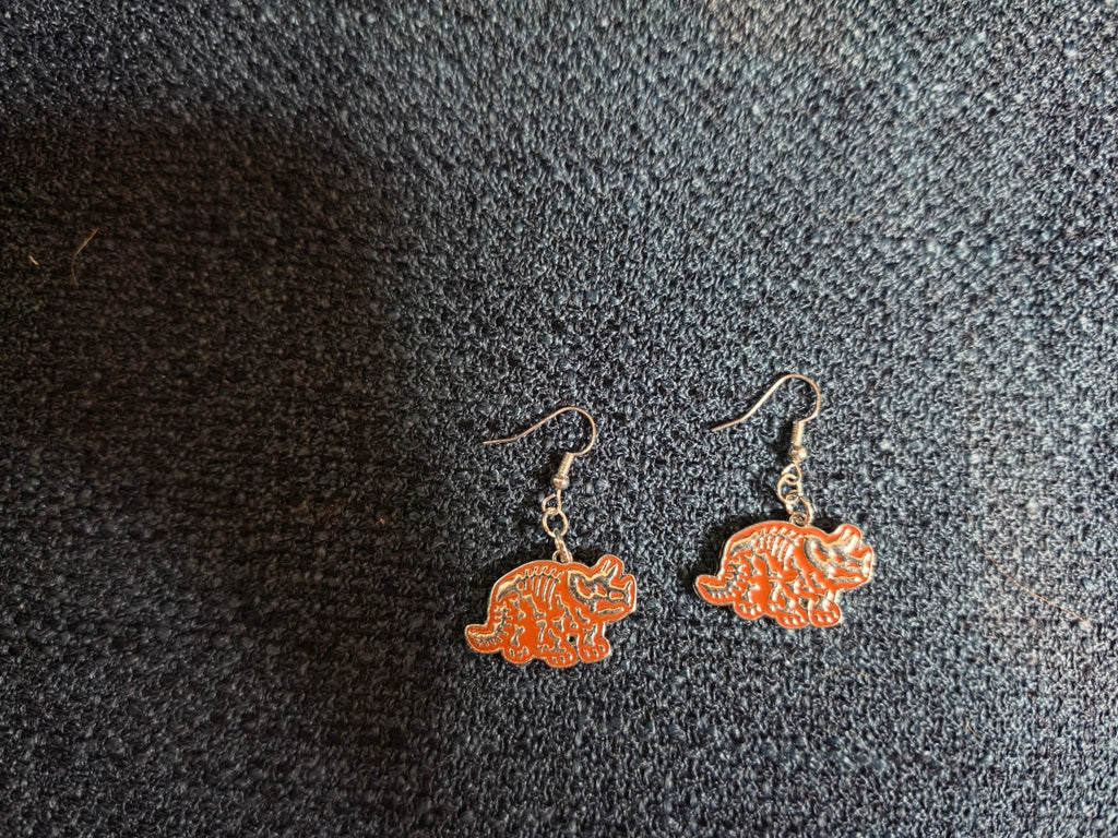 Triceratop Dino Bone Dangle Earrings