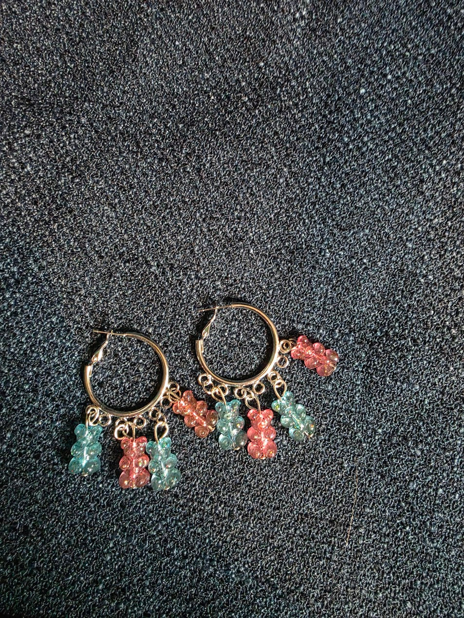 Pink and Blue Gummy Bear Hoop Earrings