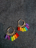 Rainbow Gummy Bear Hoop Earrings