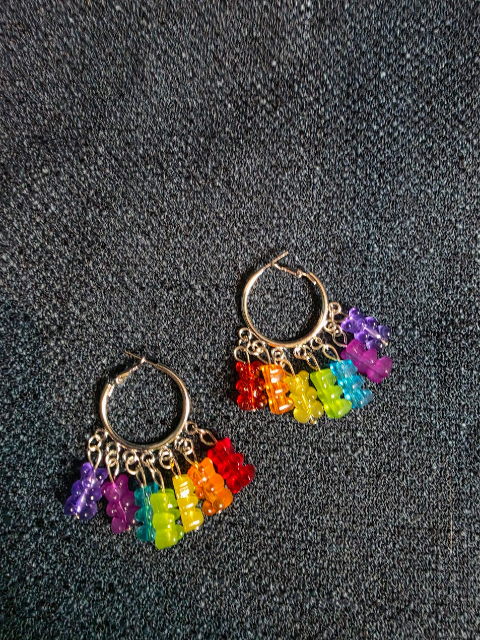 Rainbow Gummy Bear Hoop Earrings