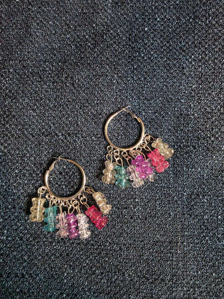 Gummy Bear Hoop Earrings-White, Blue, Pink