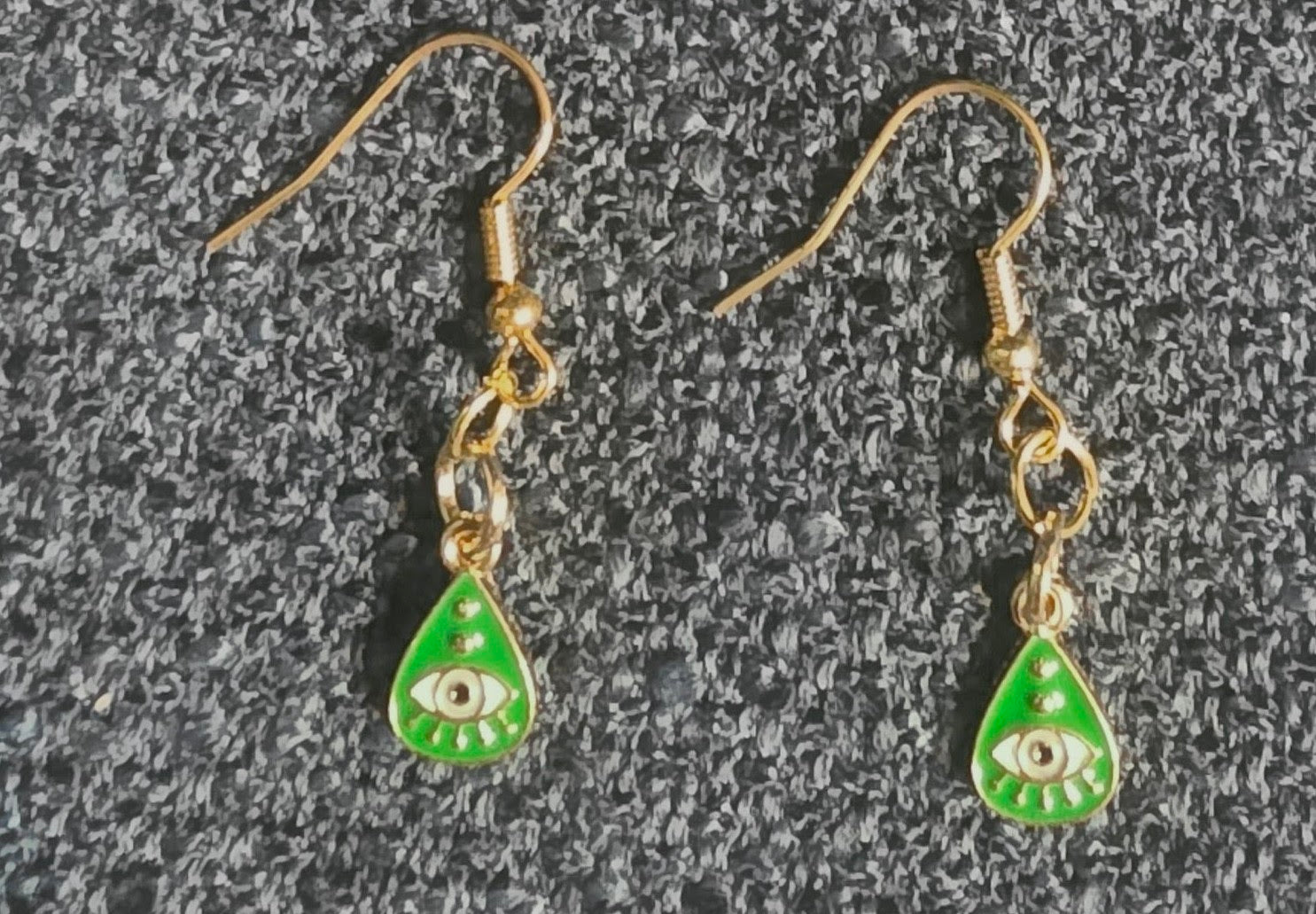 Green Evil Eye Dangle Earrings