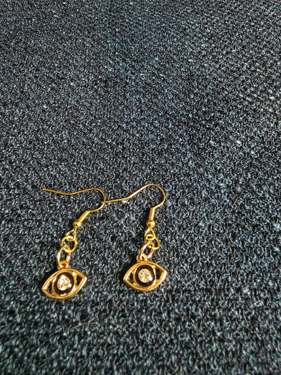 Golden Evil Eye Dangle Earrings