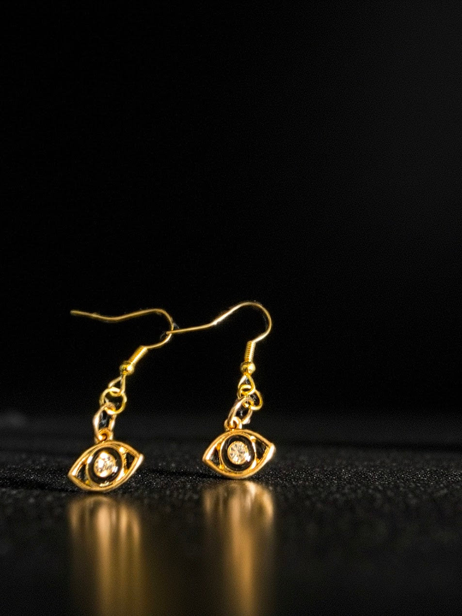 Golden Evil Eye Dangle Earrings