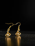 Golden Evil Eye Dangle Earrings