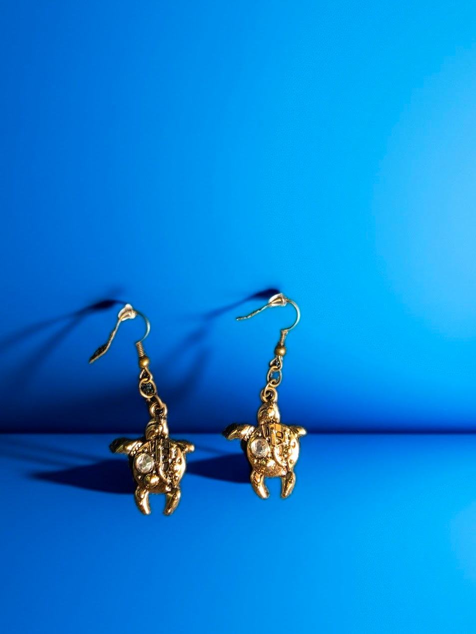 Golden Turtle Dangle Earrings