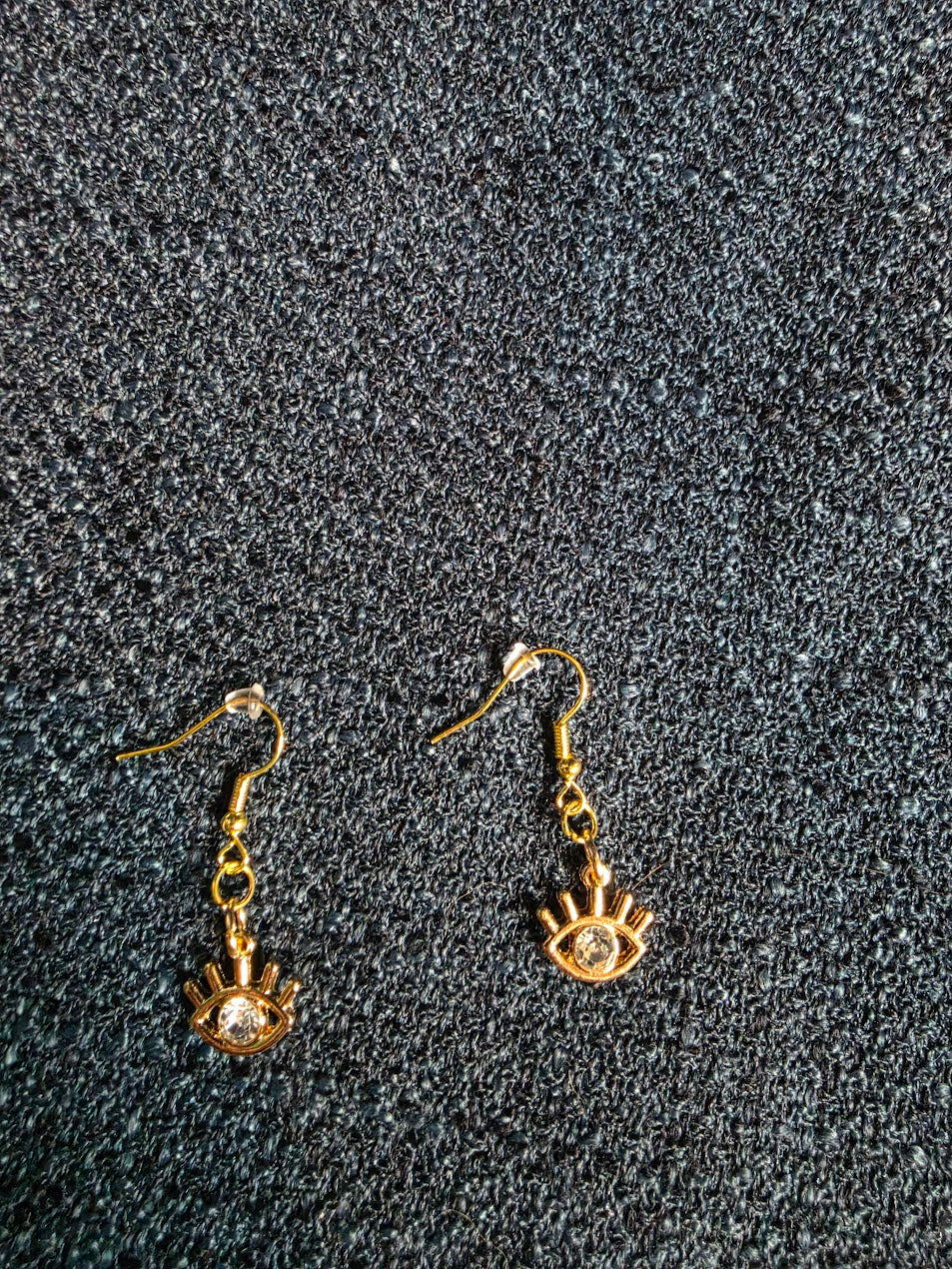 Golden Evil Eye with Crystal Dangle Earrings