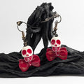 Pink Skull and Bow Tie Earrings