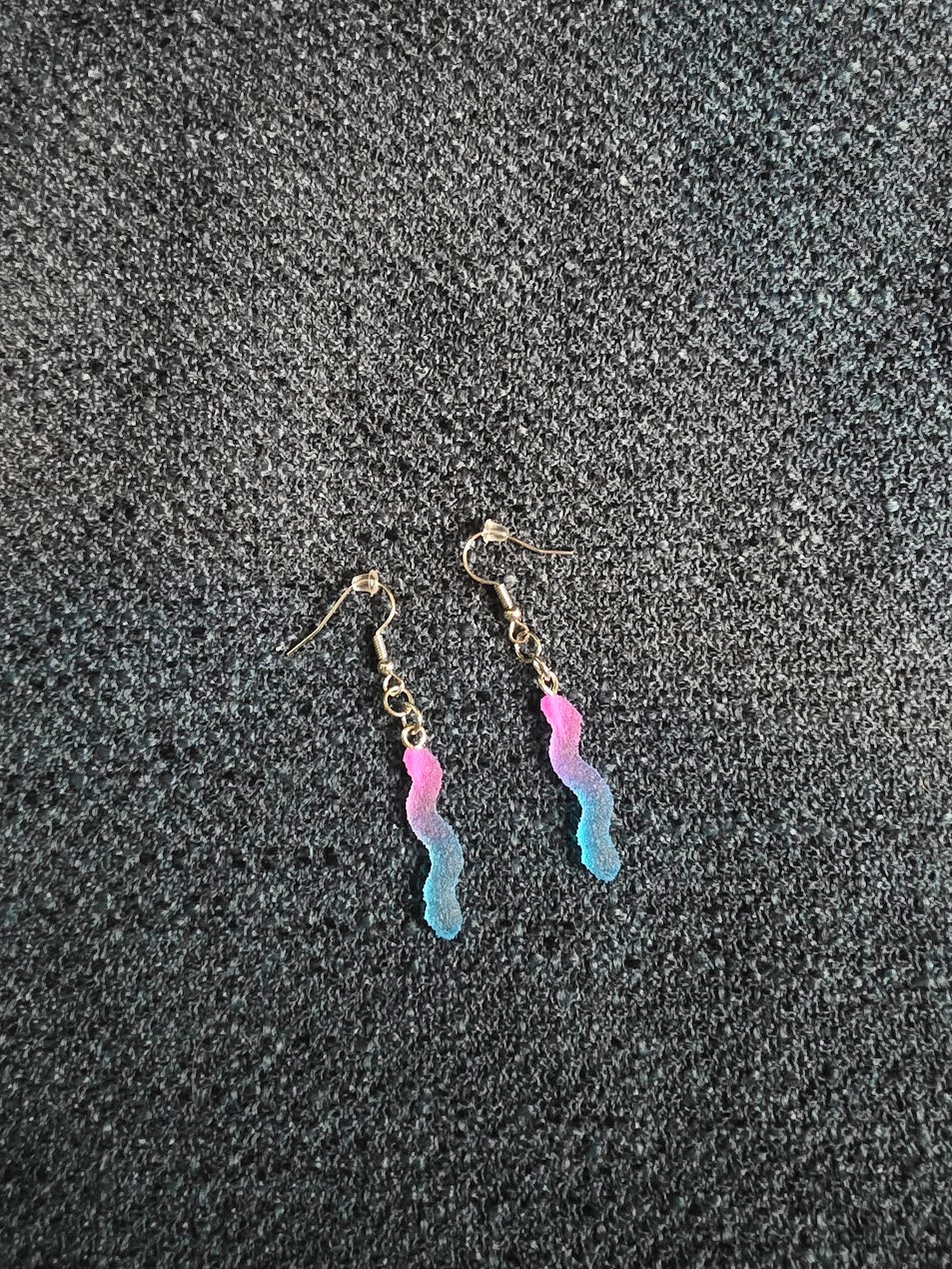 Pink and Blue Gummy Worm Dangle Earrings