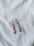Pink and Blue Gummy Worm Dangle Earrings