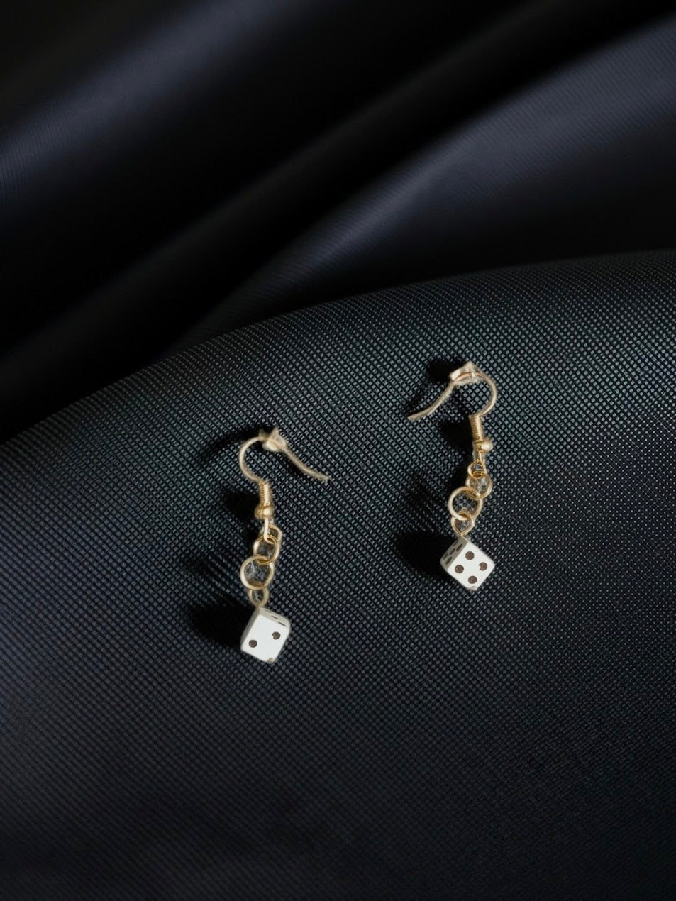 Black and White Dice Dangle Earrings