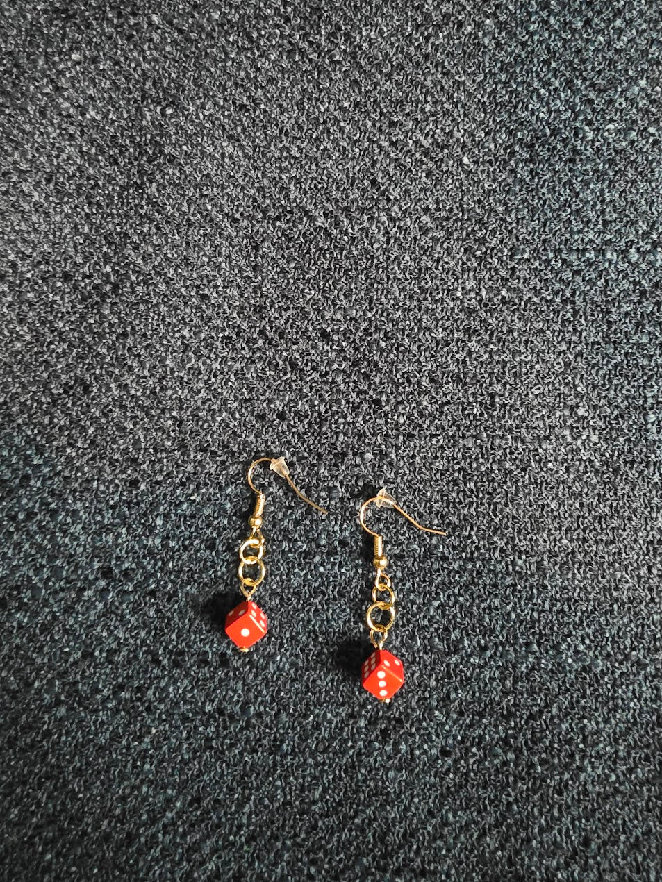 Red and White Dice Dangle Earrings