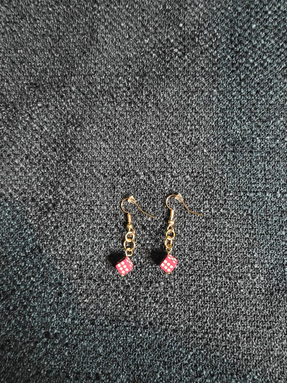 Pink and White Dice Dangle Earrings