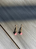 Pink and White Dice Dangle Earrings