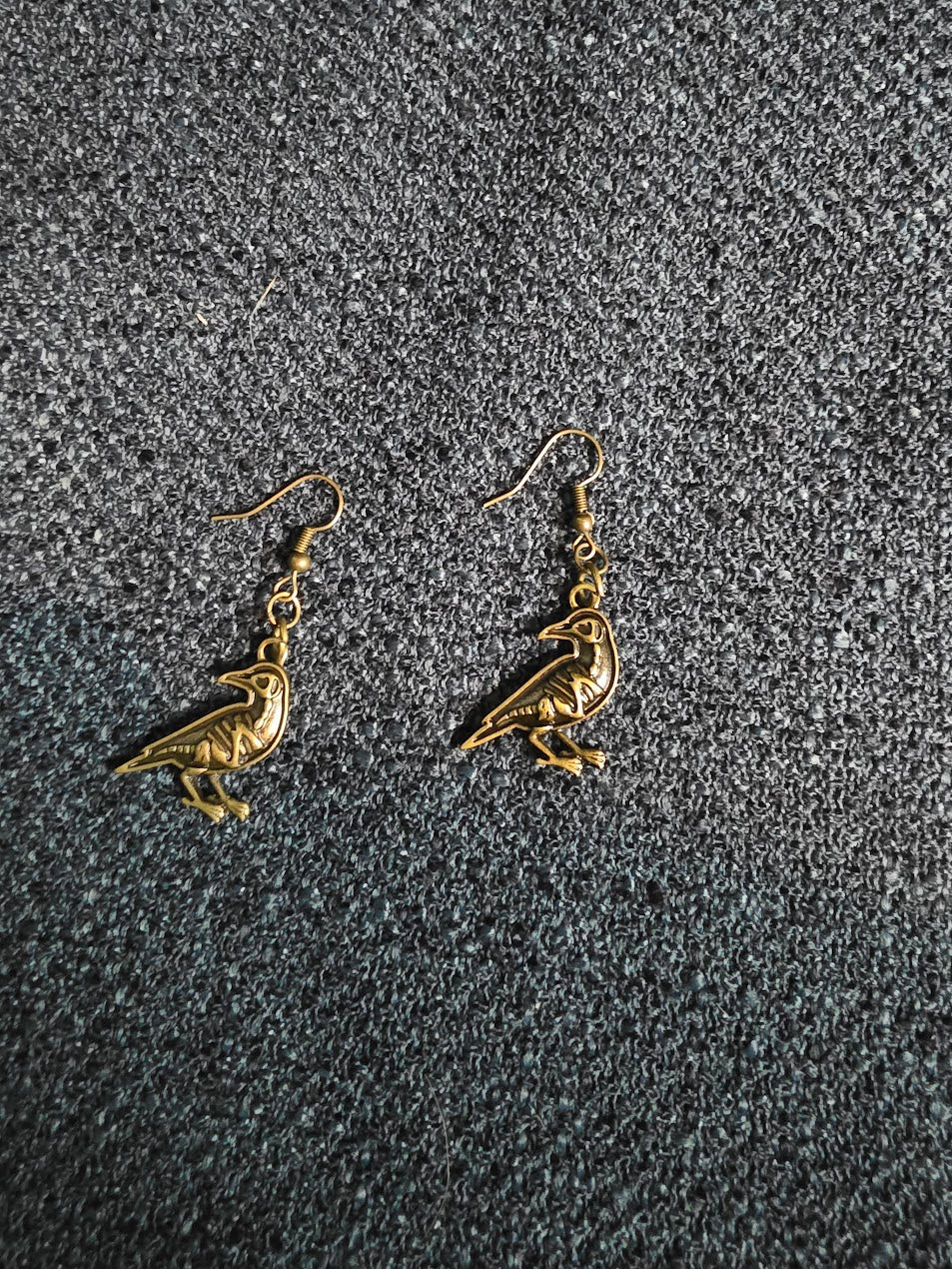 Golden Raven with Bones Earrings