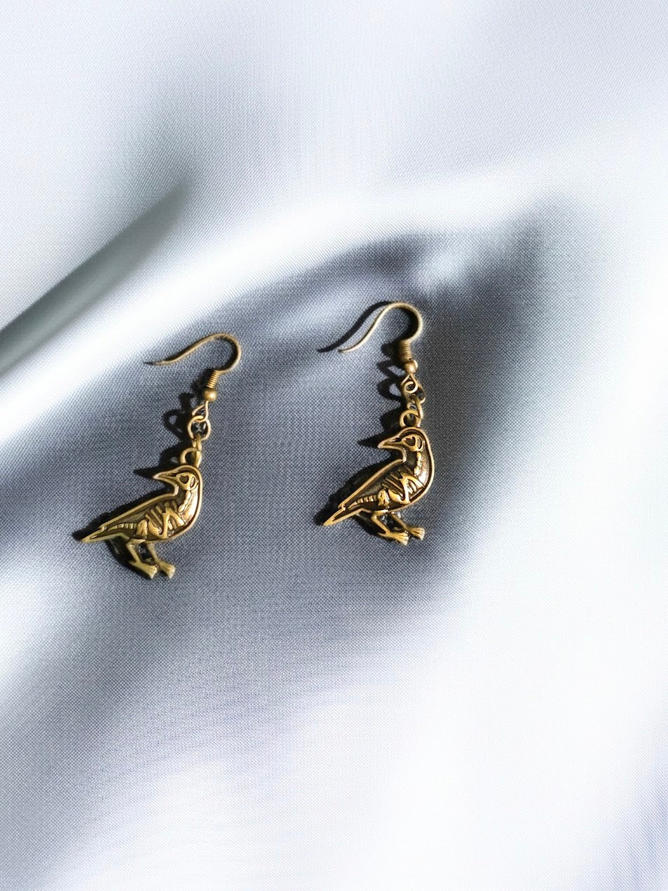 Golden Raven with Bones Earrings