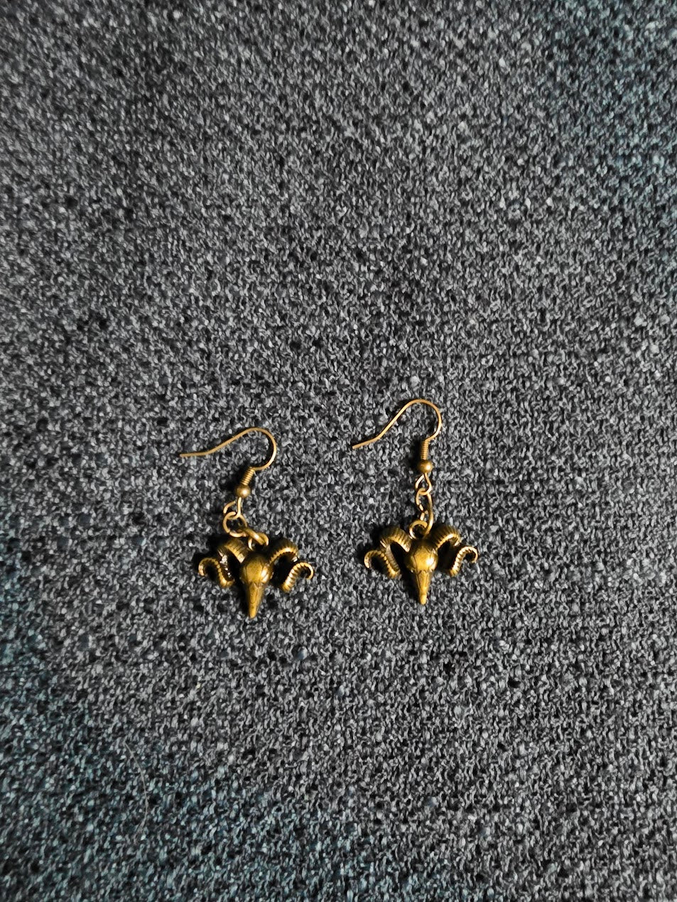 Bronze Ram Dangle Earrings