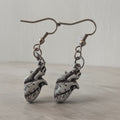 Silver Anatomical Heart Dangle Earrings