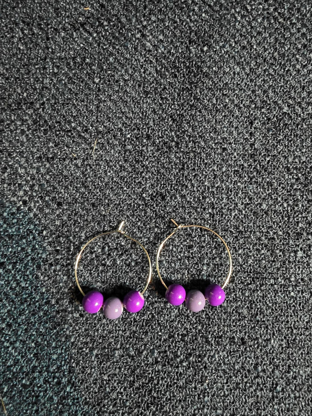Purple Beaded Hoop Earrings