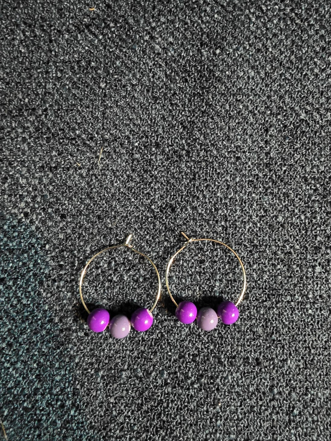 Purple Beaded Hoop Earrings
