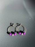 Purple Beaded Hoop Earrings
