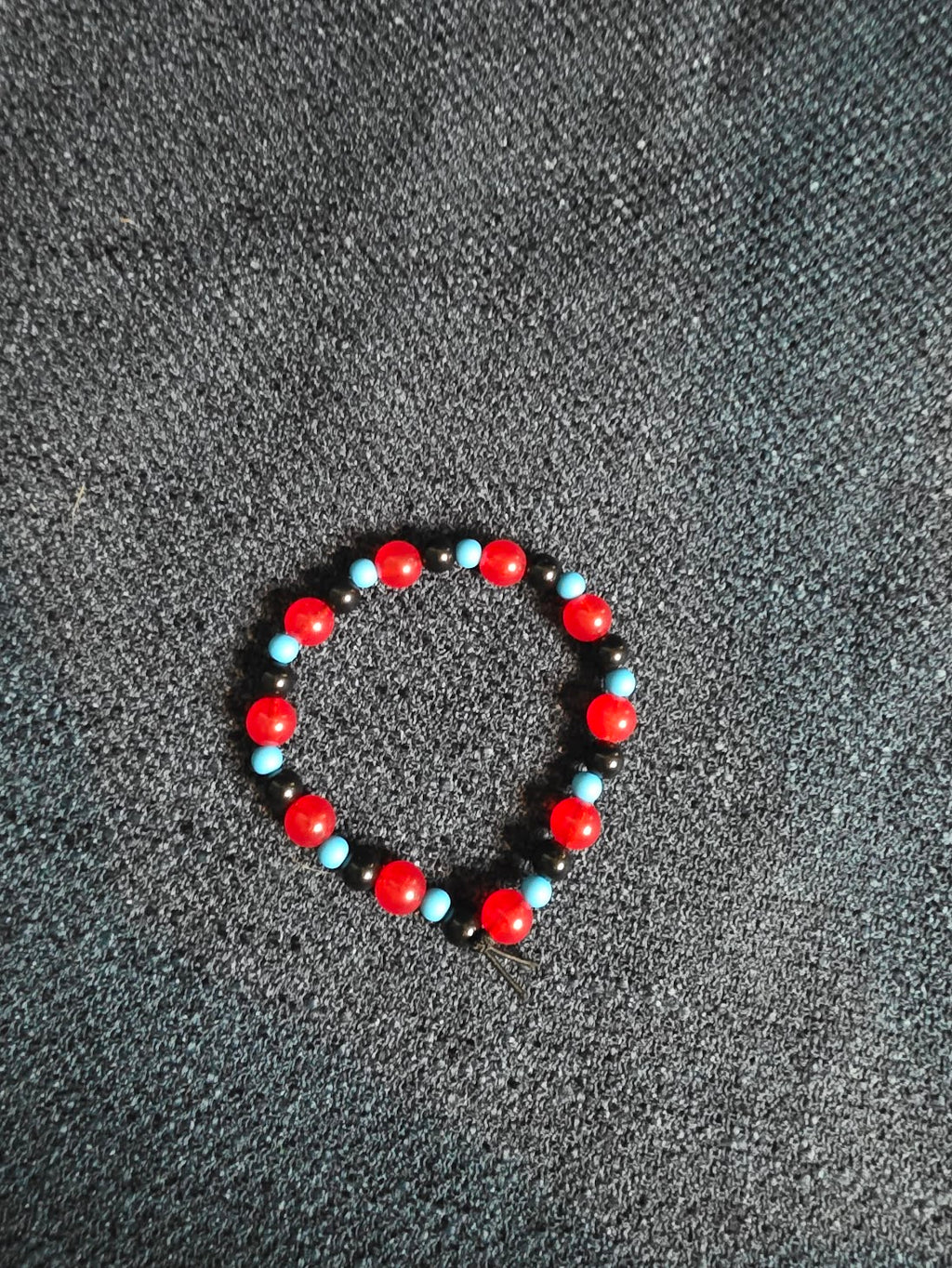 Red, Blue and Black Beaded Bracelet
