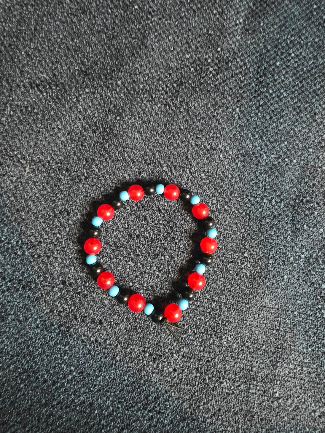 Red, Blue and Black Beaded Bracelet