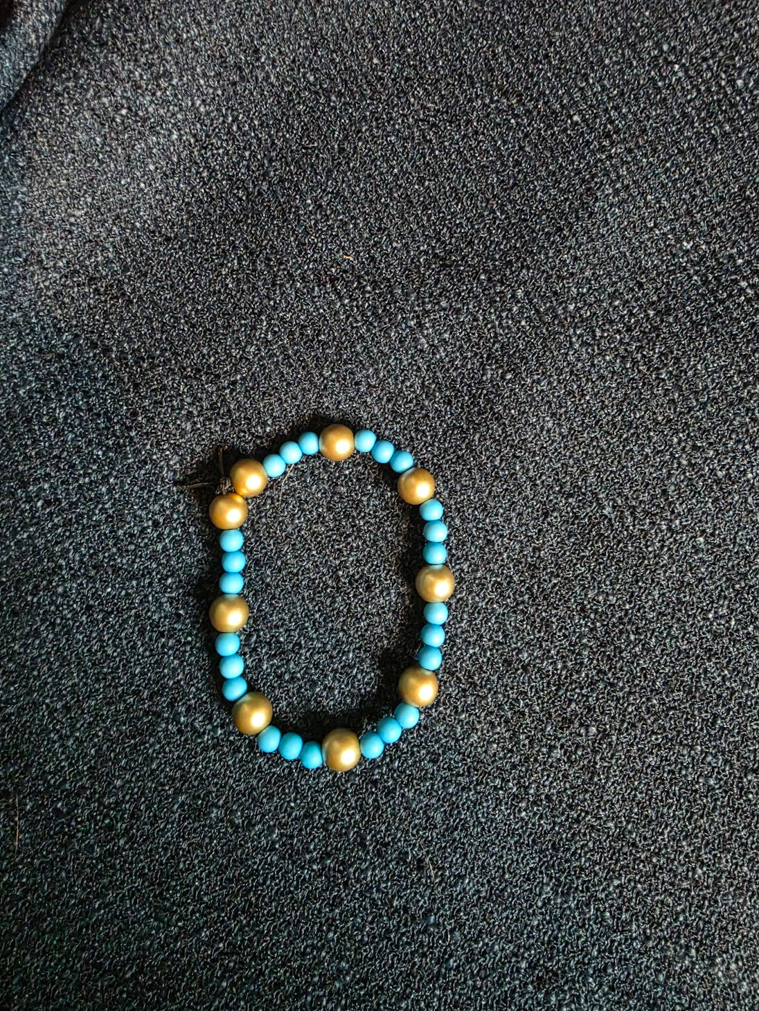 Gold and Blue Beaded Bracelet