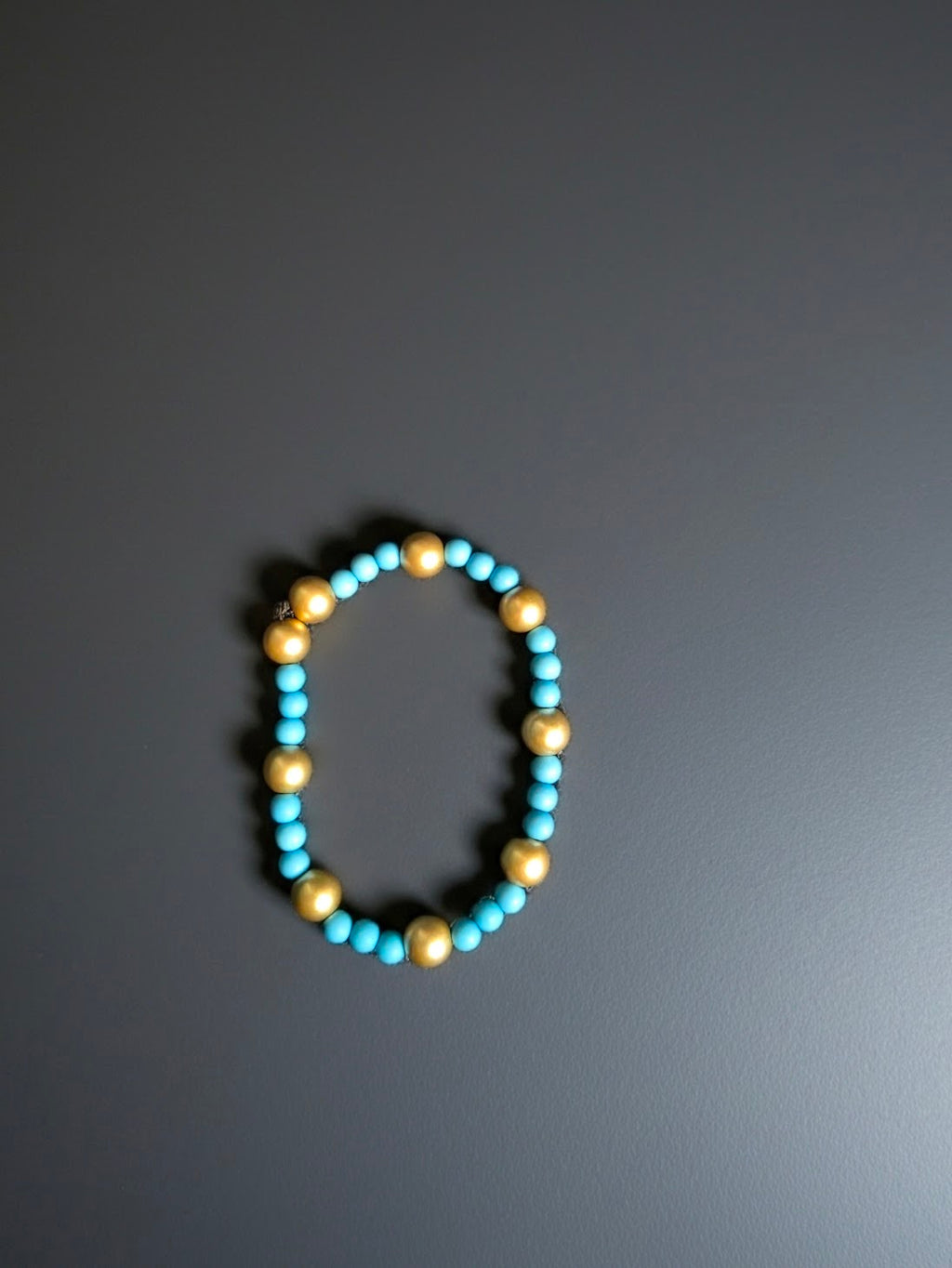 Gold and Blue Beaded Bracelet