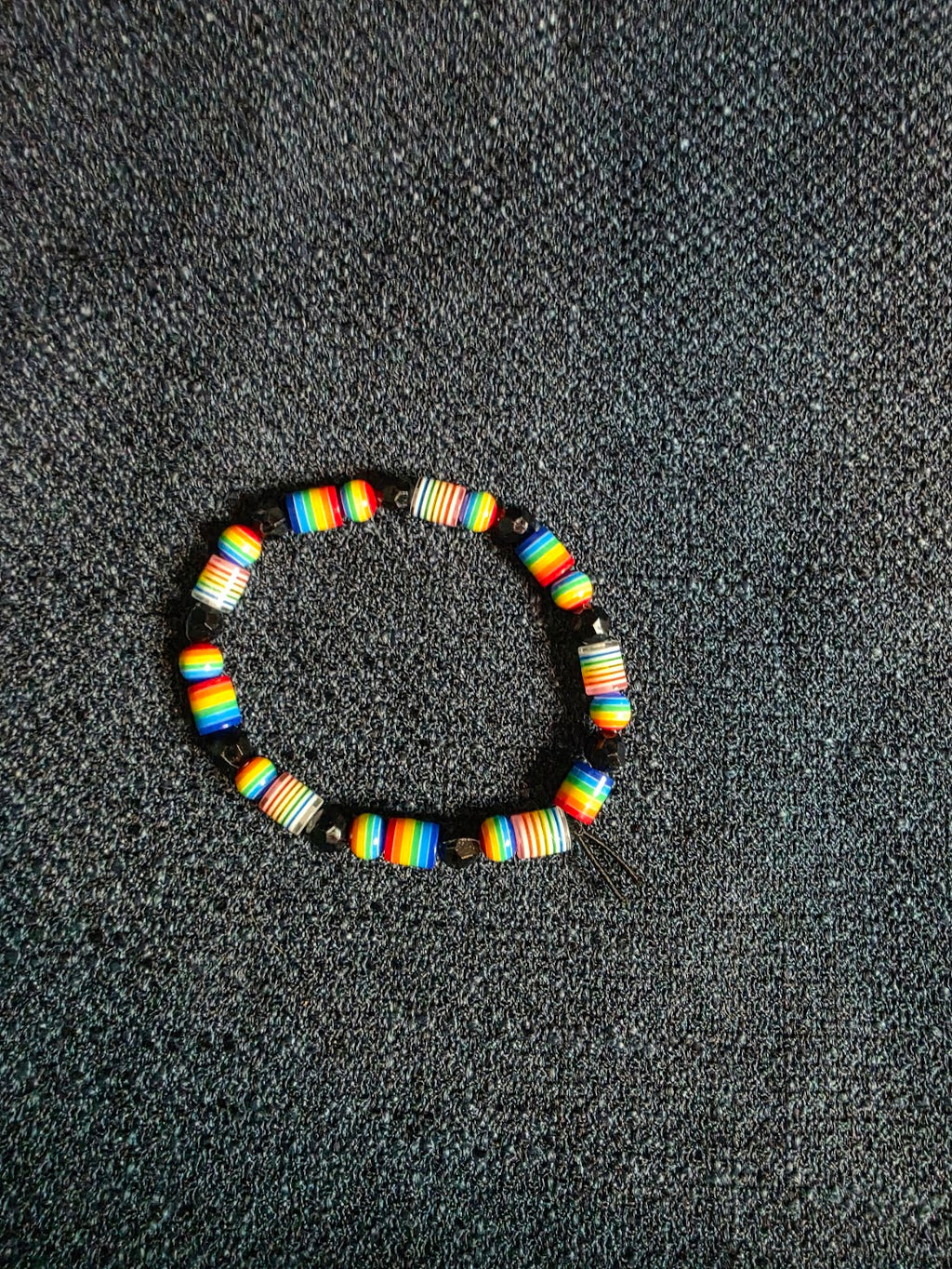 Rainbow and Black Beaded Bracelet