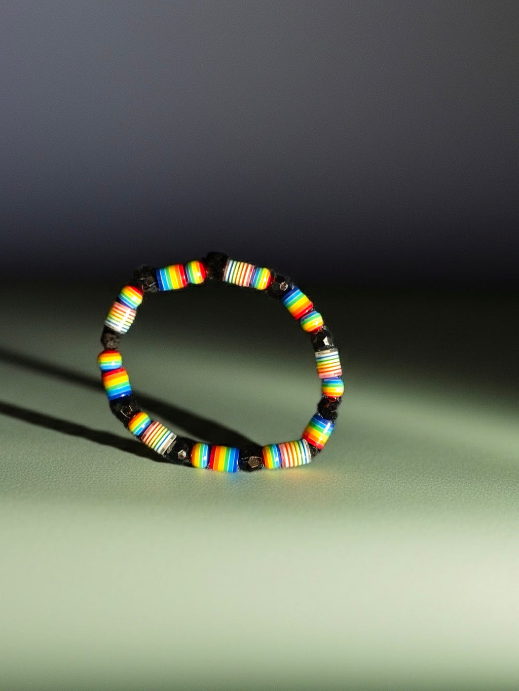 Rainbow and Black Beaded Bracelet