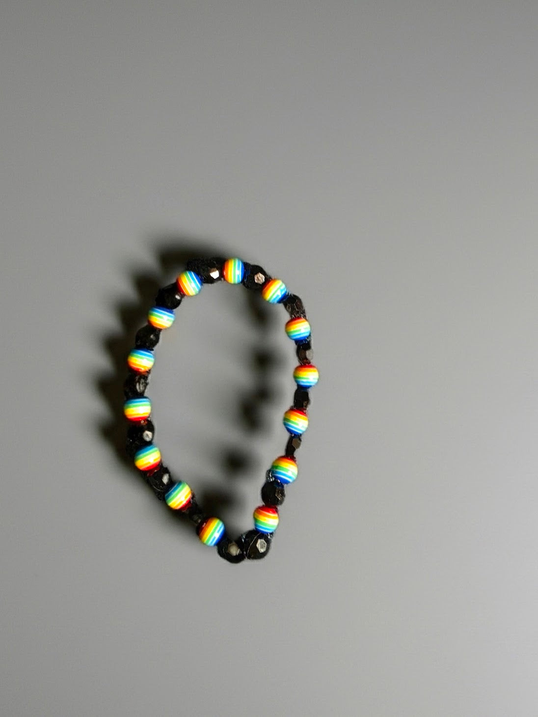 Rainbow and Black Beaded Bracelet