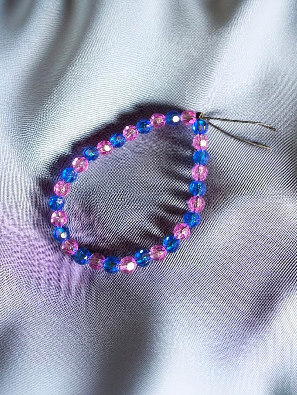 Pink and Blue Beaded Bracelet