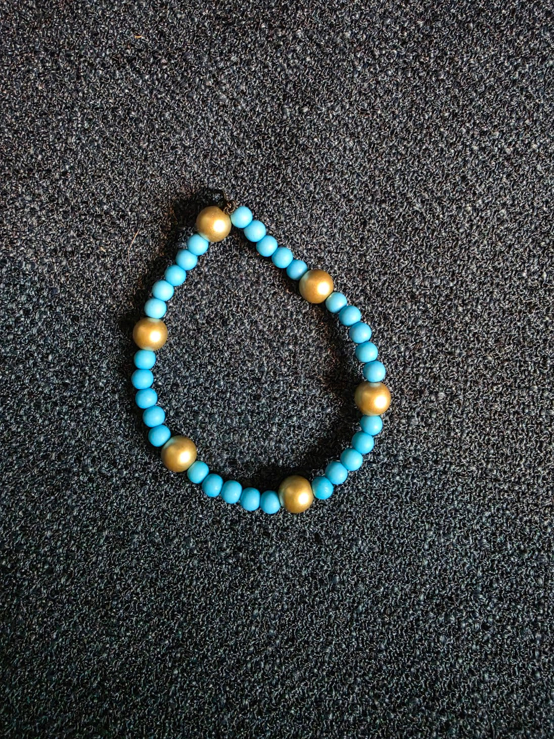 Blue and Gold Beaded Bracelet