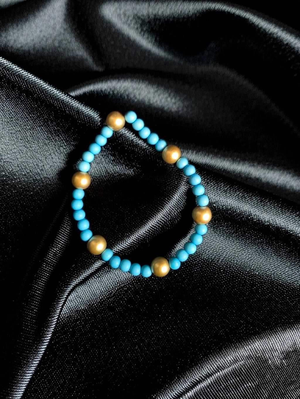 Blue and Gold Beaded Bracelet