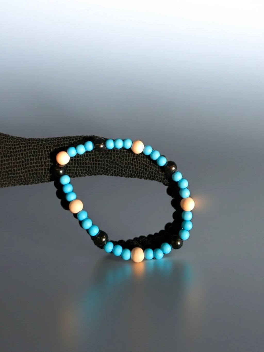 Pink, black and Blue Beaded Bracelet