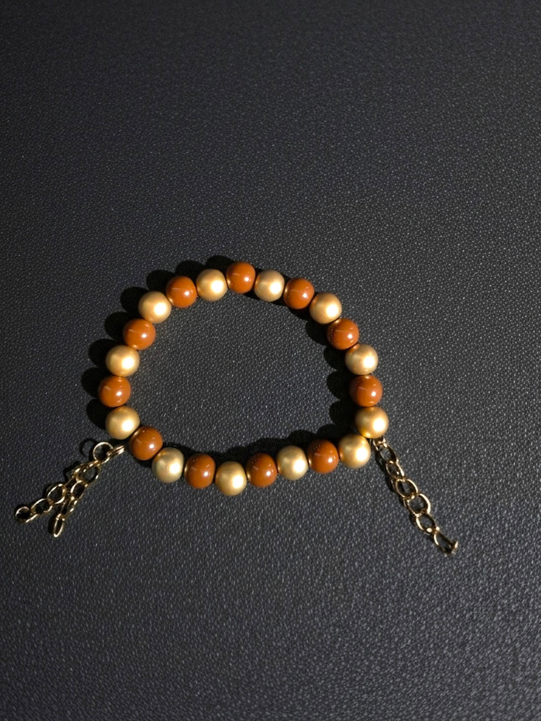 Gold and Brown Beaded Bracelet