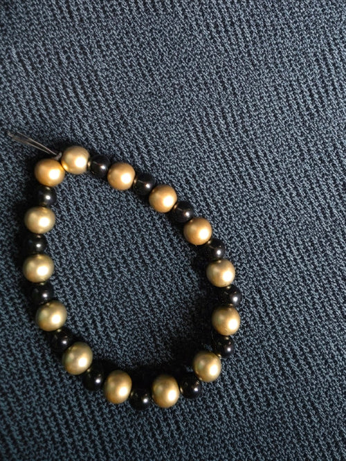 Black and Gold Beaded Bracelet