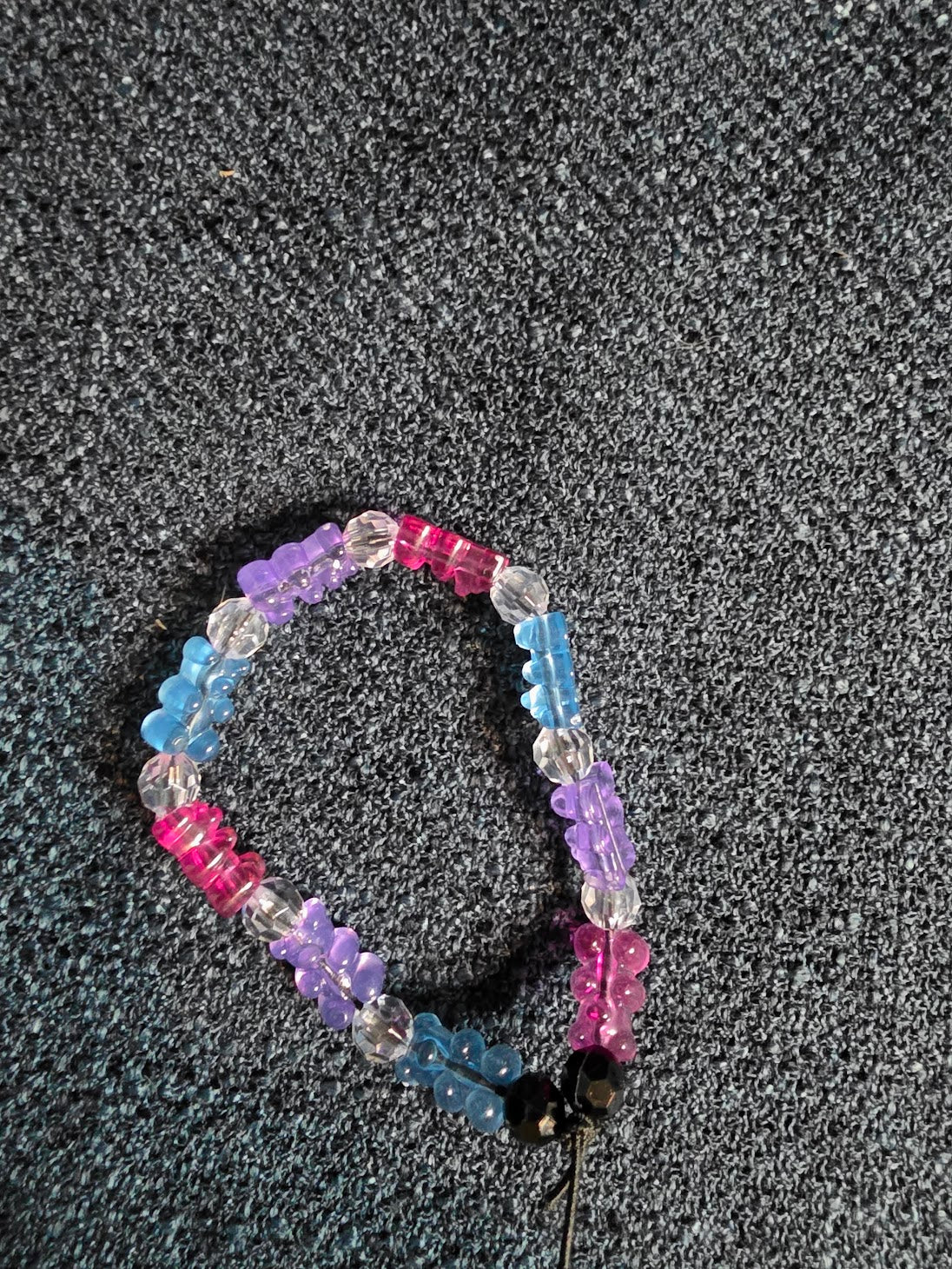 Pink, Purple, Blue Gummy Bear Beaded Bracelet