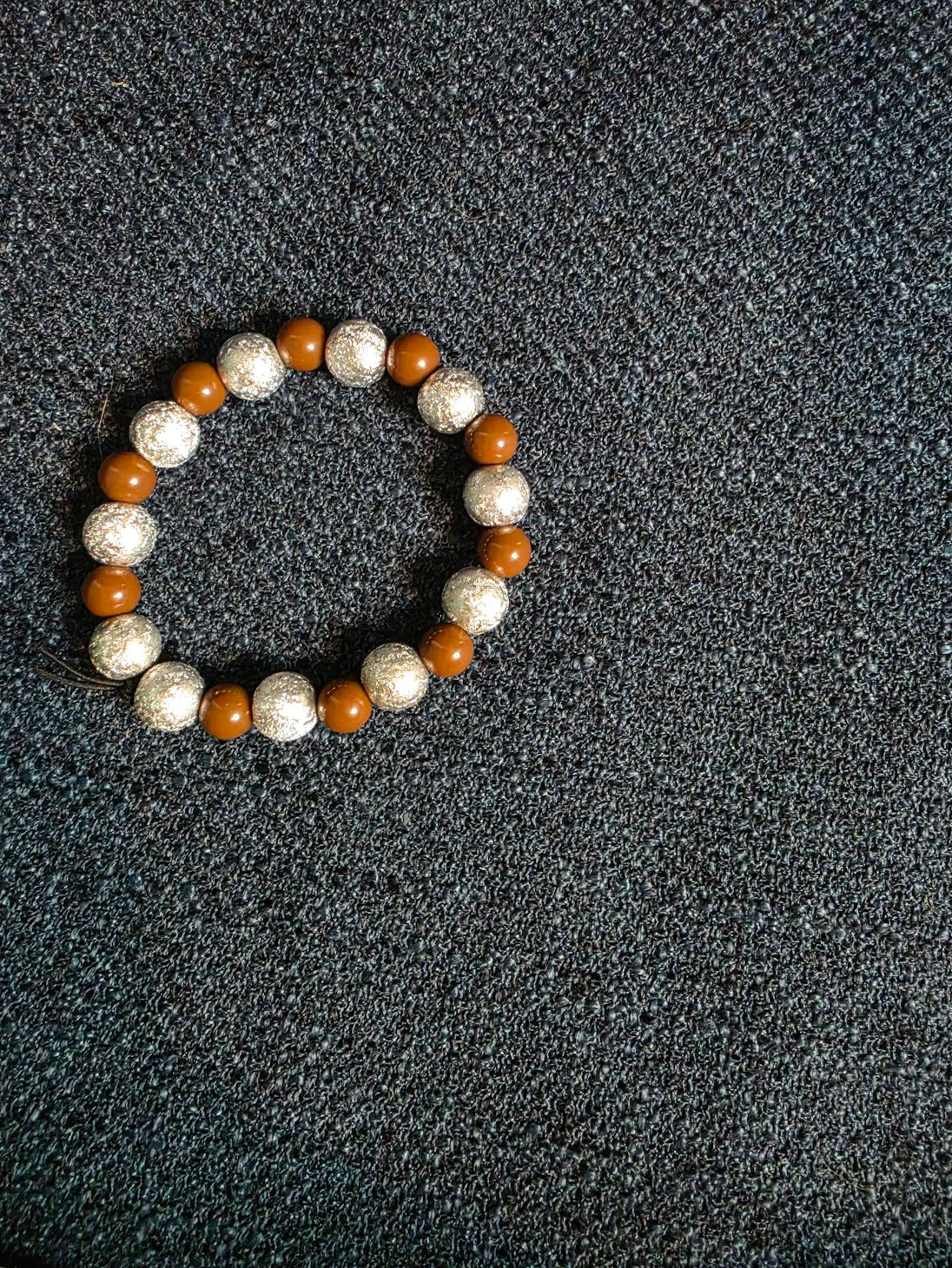 Silver and Brown Beaded Bracelet