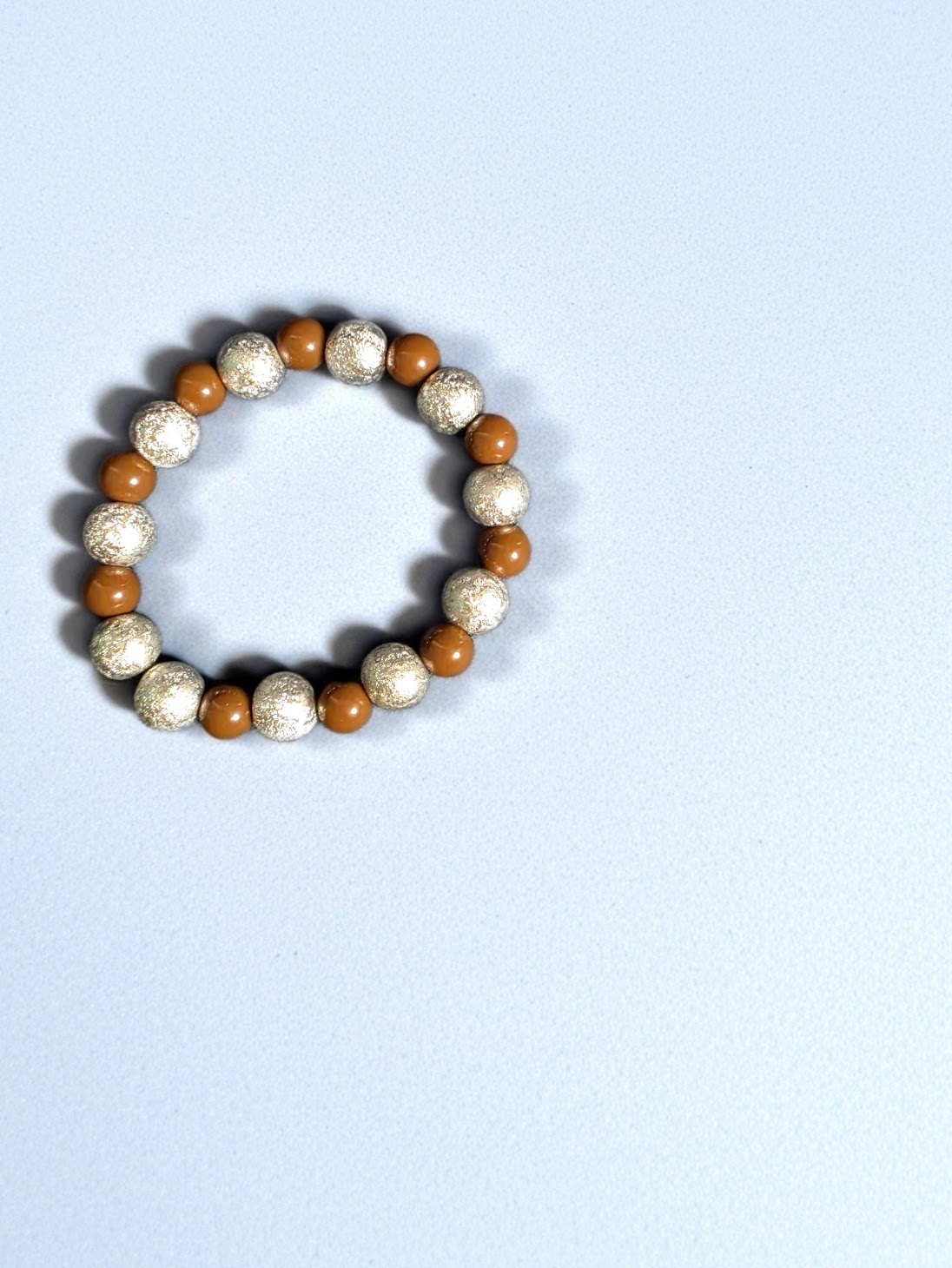 Silver and Brown Beaded Bracelet