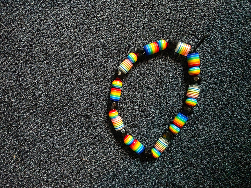 Rainbow and Black Beaded Bracelet