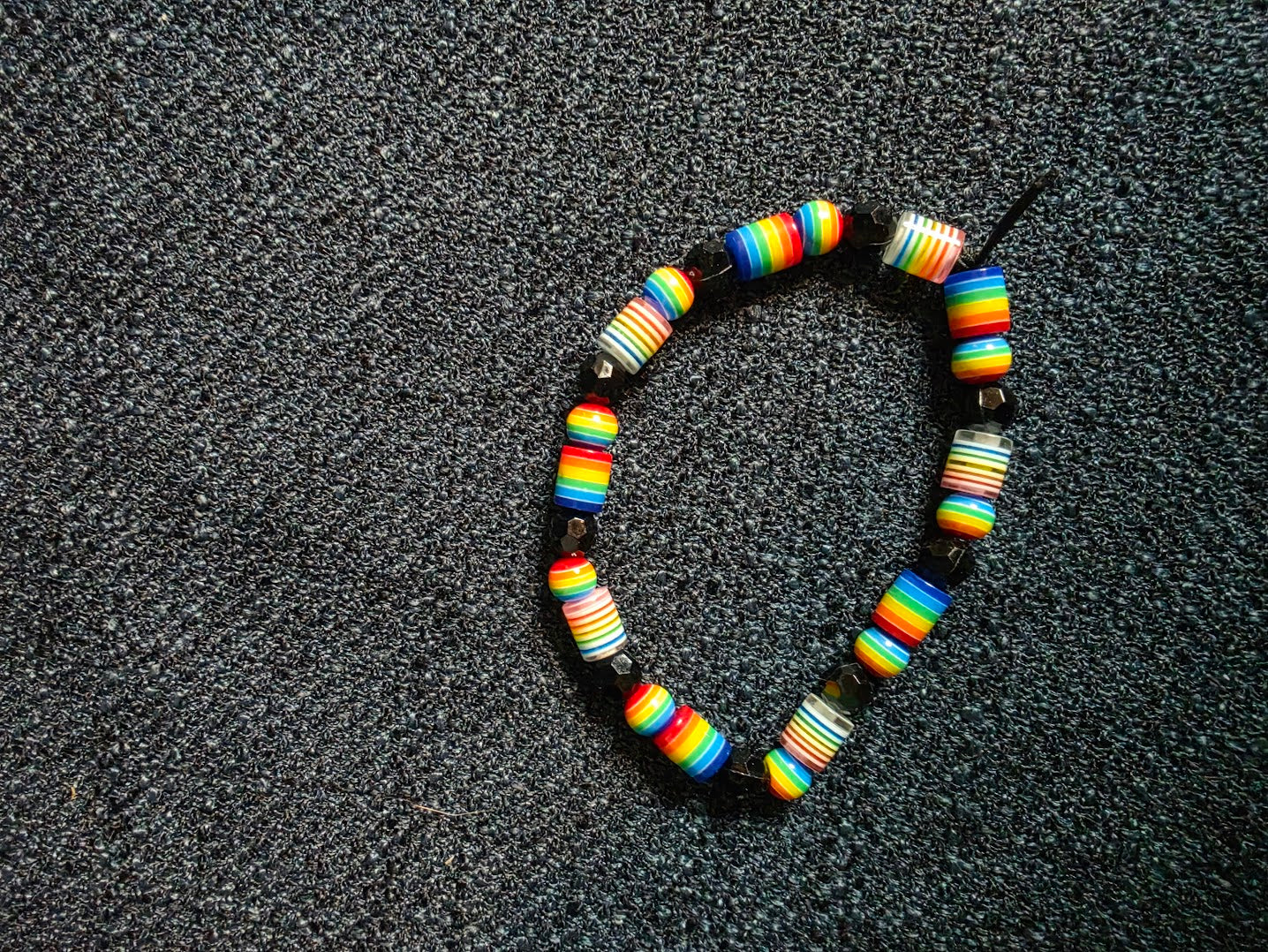Rainbow and Black Beaded Bracelet