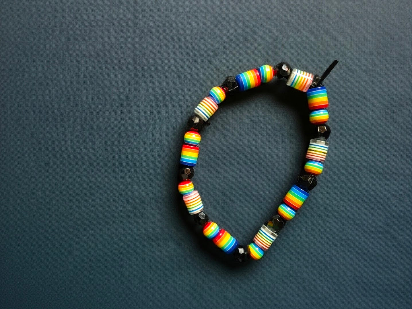 Rainbow and Black Beaded Bracelet