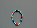 Red, Blue, Gold and Black Beaded Bracelet