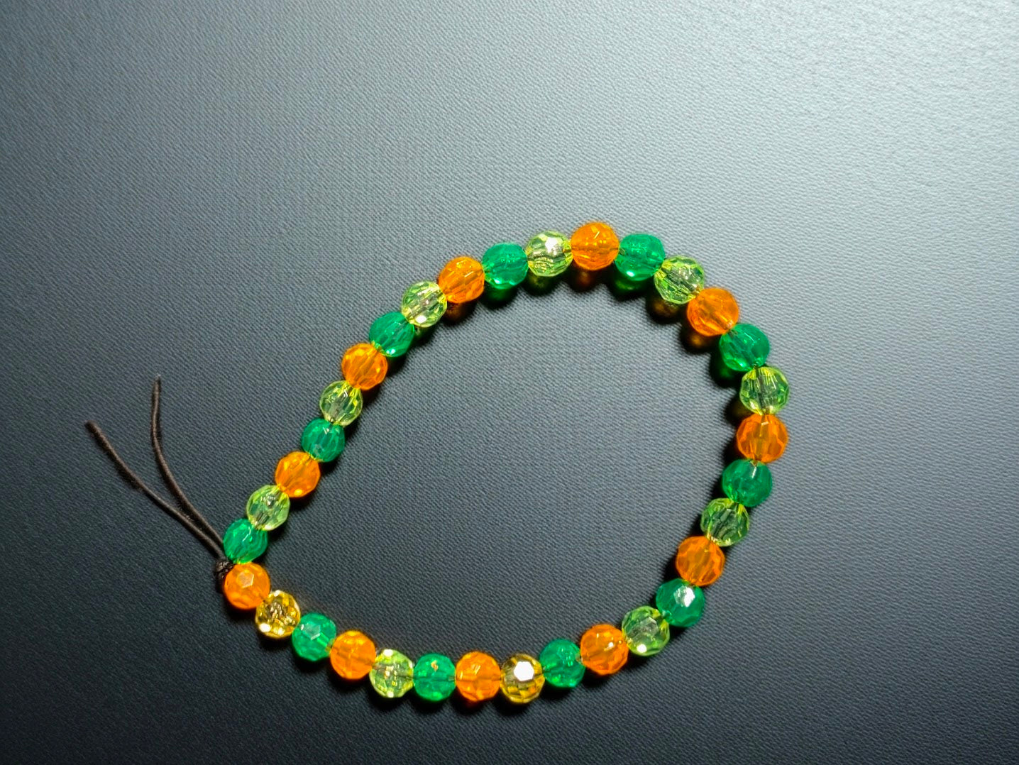 Yellow, Orange and Green Beaded Bracelet