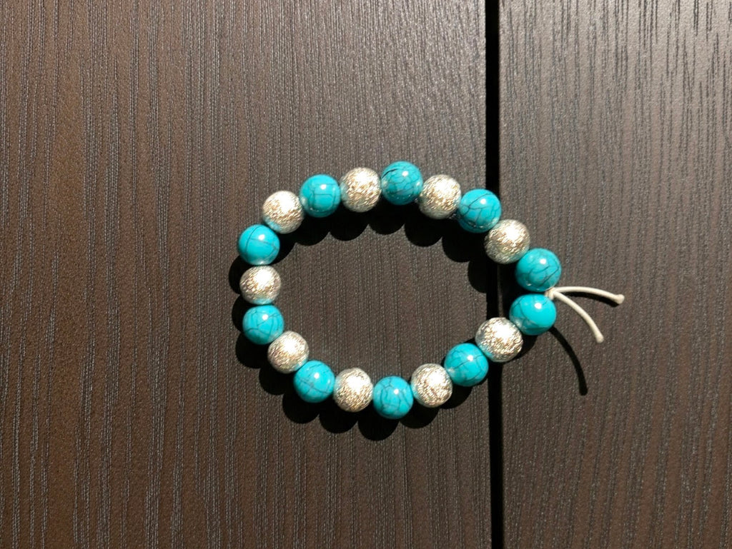Blue and Silver Beaded Bracelet